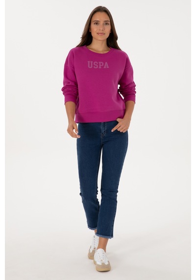 U.S. Polo Assn. Kadın Fuşya Bisiklet Yaka Basic Sweatshirt 50307752-VR023