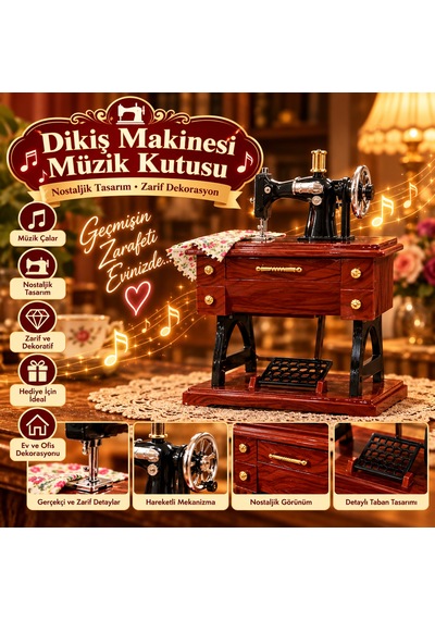 Nostaljik Dikiş Makinesi Müzik Kutusu 20440476