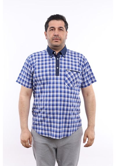 Tousus Erkek Büyük Beden Yarım Patlı Lacivert-gri Ekose Likralı Düğmeli Yaka Kısa Kol Gömlek Kk-8043-tss Tousus Erkek Büyük Beden Yarım Patlı Lacivert-gri Ekose Likralı Düğmeli Yaka Kısa Kol Gömlek Kk-8043-tss