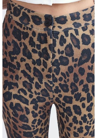 Vitrin Leopar Desen İspanyol Paça Pantolon