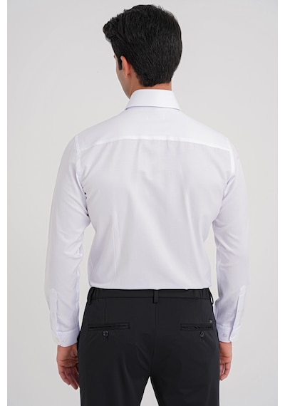 Efor G 565 Slim Fit Dik Yaka Pamuk Saten Uzun Kol Klasik Beyaz Gömlek Beyaz