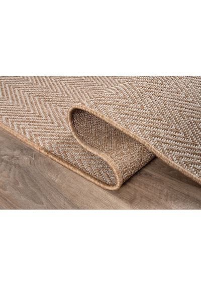 Srz-0503 Jüt Tabanlı Hasır Dokuma Örme Bohem Antialerjik Halı Kilim Balık Sırtı Kahverengi - Krem