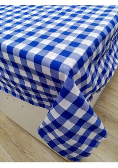 Hayat Home Mavi Kareli Zefir Kumaş Masa Örtüsü Sofra Örtüsü