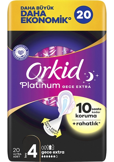 Orkid Platinum Gece Extra Hijyenik Ped 4 x 20'li