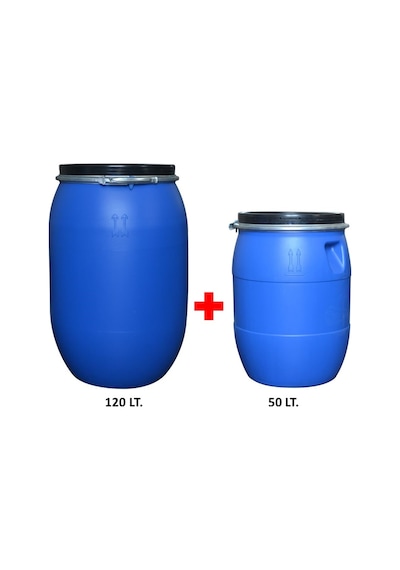 Plastik Varil Seti - 1 Adet 120 Lt. + 1 Adet 50 Lt. Bidon