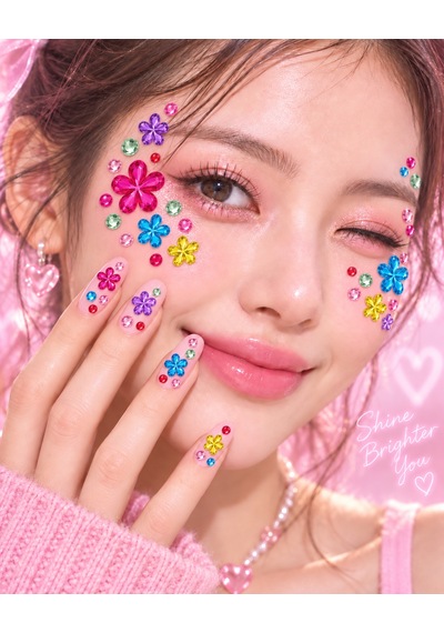 Taş & Çiçek Rhinestone Sticker Yapışkanlı Saç, Yüz, Tırnak, Vücut Ve Süs Taşı Çok Renkli