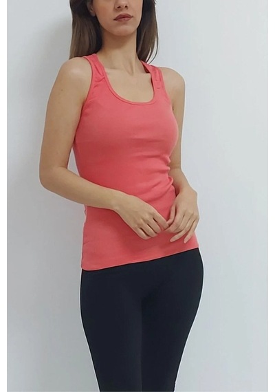 Pazarız Fitted/vücuda Oturan Crop Kalın Askılı Fitilli Esnek Örme Atlet Pembe