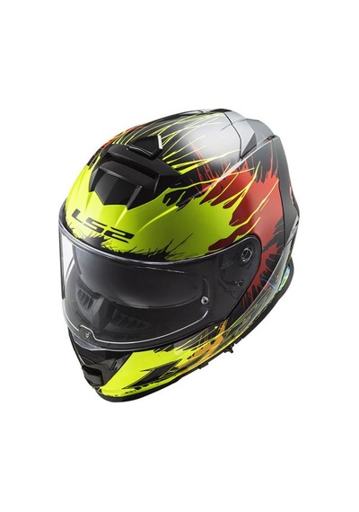 Ls2 Storm Drop Siyah - Sarı - Kırmızı Kask Kapalı Motosiklet Kask