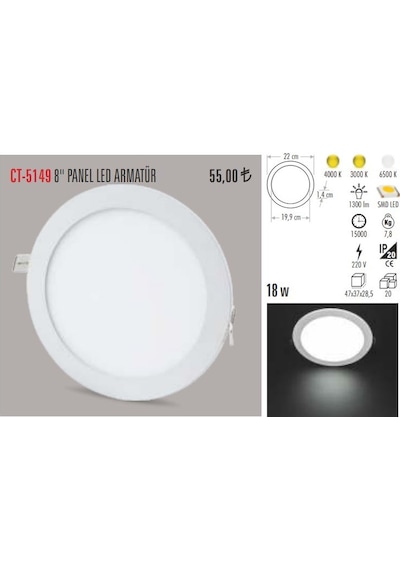 Cata Ct-5149 10 Adet 18w Slim Led Panel Alüminyum - Gün Işığı