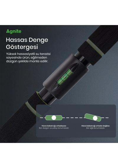 Agnite Gelişmiş Kapı Barfiksi 70-110 Cm, Gri