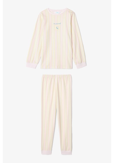 Penti Optik Beyaz Kız Çocuk Çıtır Çiçek Desenli Uzun Kollu Pamuklu 2'li Pijama Takımı