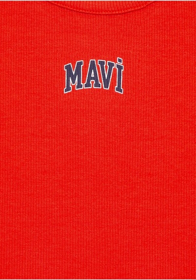Mavi Logo Baskılı Atlet Canlı Kırmızı Kirmizi