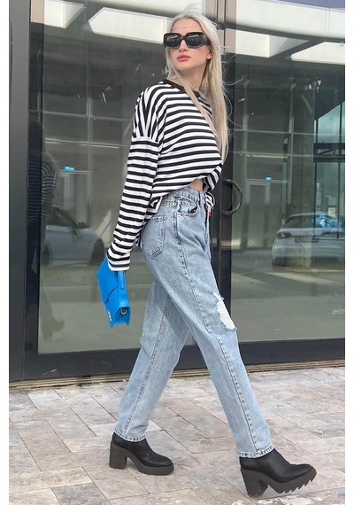 Mad Girls Mavi Yırtık Jean Mg1156