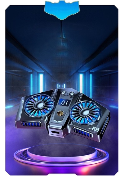 Çift Fan Soğutucu Led Işıklı Isı Derece Göstergeli Gaming Live Tablet Cep Telefon Soğutucu Radyatörü