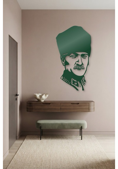 Atatürk Metal Duvar Tablosu - Duvar Sanatı - Duvar Dekoru - Yeşil