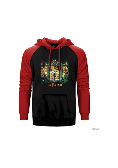 In Flames Witch Woman Gri Renk Reglan Kol Sweatshirt / Hoodie
