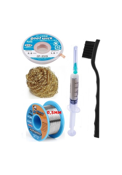 Mechanic/ Lehim Sn63/pb37 40g 0,5mm Havya Ucu Temizleme Teli Lehim Toplama Cp-2515 Emme Teli 2,5mm Set03