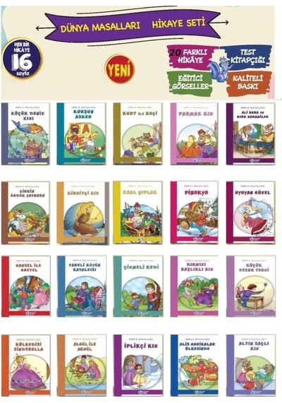 1. Sınıf Resimli Dünya Masalları Seti 20 Kitap