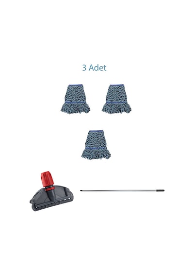 Çift Kovalı Temizlik Arabası Seti Yedek Mop Takımı - 3 Adet 17 Cm