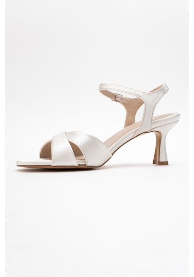Luvishoes Luvi Shoes Melin Sedef Saten Çapraz Bantlı Kadın Topuklu Ayakkabı Sedef