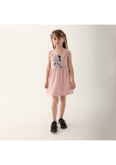 Minnie Mouse D4860-3 Çocuk  Pembe Melanj Elbise