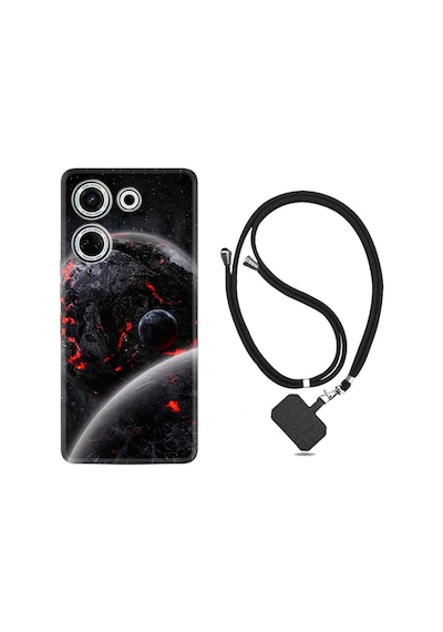 Tecno Camon 20 Pro Kılıf Desenli İpli Boyun Askılı Silikon Dark World 1867