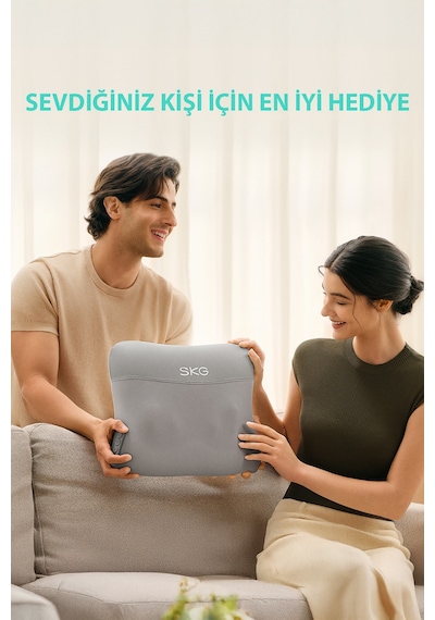 Vs500 Masaj Yastığı Bel Sırt Boyun Kalça Omuz Isı Destekli, Kablosuz, Ergonomik, Type-c Şarjlı Gri