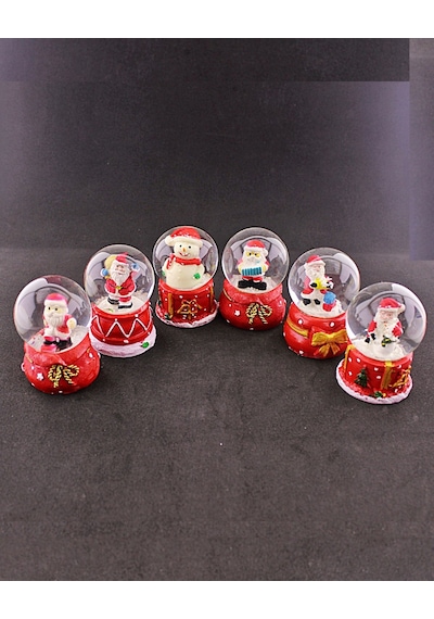 6 Adet Yeni Yıl Noel Yılbaşı Temalı Mini Boy Işıklı Kar Küresi