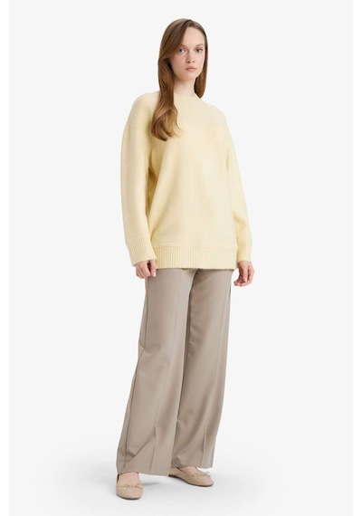 Defacto Loose Fit Bisiklet Yaka Triko Kazak Tunik G7239ax25cwyl435 Sarı-yl435