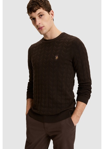 U.S. Polo Assn. Erkek Koyu Kahverengi Basic Kazak 50327559-vr084
