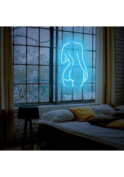 Kadın Figürlü Neon Tabela Turkuaz
