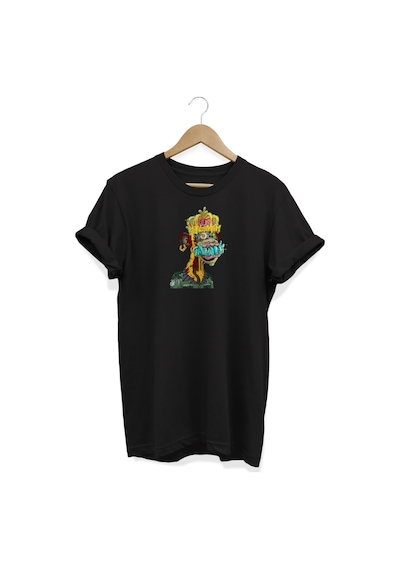 Maymun Baskılı Siyah T-shirt Siyah