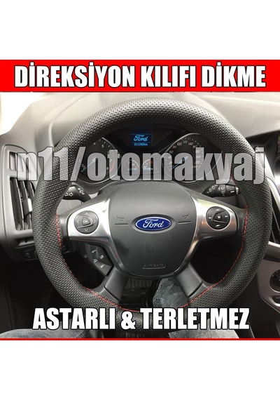 Ford C-Max 2004-2010 Direksiyon Kılıfı Siyah Dikme