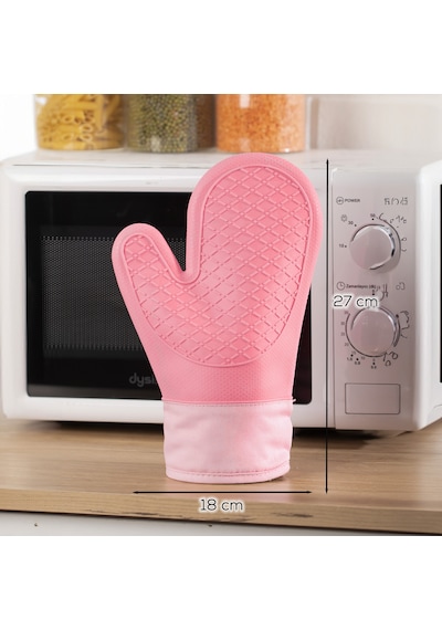 Porsima 3137-2 Silikon Yanmaz Yapışmaz Fırın Eldiveni Pembe Pembe