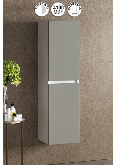 Yıldız 35 130 Cm Beyaz-inox Balon Mdf Asma Banyo Boy Dolabı