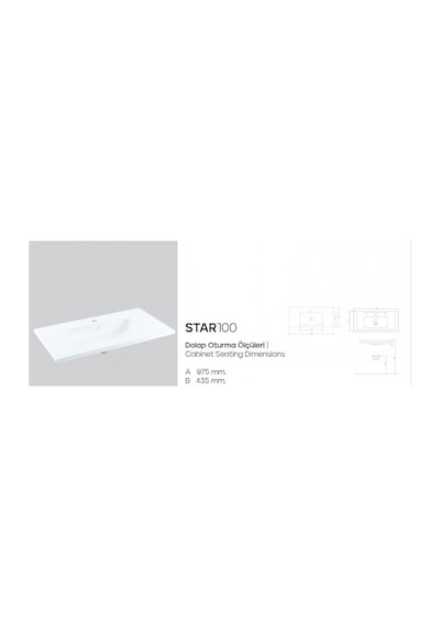 Karen Banyo Star 100 CM Dolap Uyumlu Seramik Lavabo