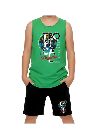 Fyk Kids Erkek Çocuk Tropical Baskılı Alt-üst Takım Yeşil