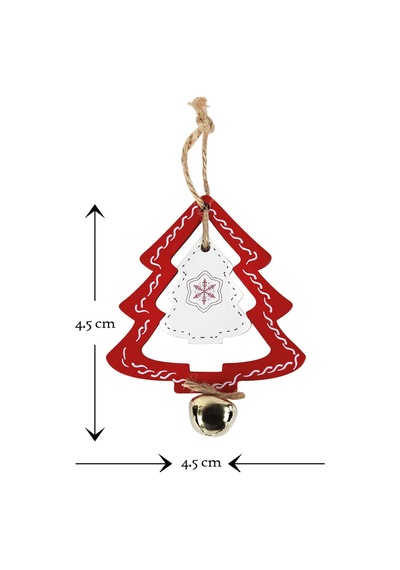 3 Adet Assersan Waldern Kırmızı Ahşap Çam Ağacı Süsü 4.5 Cm 4.5 Cm Çok Renkli