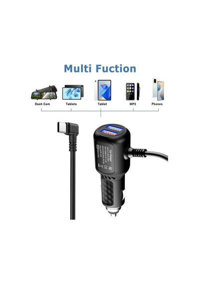 Tr Usb C Çizgi Kam Şarj Cihazı, Tip C Usb Araç Şarj Cihazı, Çift Bağlantı Noktalı Usb Araç Hızlı Şarj Kabl