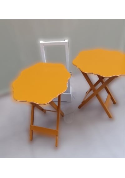 Çanta Zigon Sehpa Yonca Model İkili Takım Ahşap Mdf Hardal Renk Uyumu El Yapım