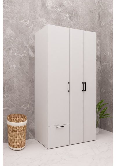 Mdf Çamaşır Makinesi Ve Kurutma Makinesi Dolabı Ütü Masalı Kapaklı Beyaz