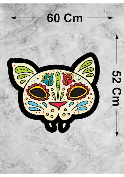 Desenli Kedi Sticker - Araba Oto Motosiklet Karavan Laptop Cam Sticker - 00285 60x52 Cm