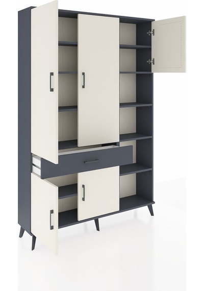 Arges Dolap 10 Raflı Tek Çekmeceli 5 Kapaklı 132x30x195 Antrasit-aytaşı/antrasit Aytası/antrasıt Arges Dolap 10 Raflı Tek Çekmeceli 5 Kapaklı 132x30x195 Antrasit-aytaşı/antrasit Aytası/antrasıt