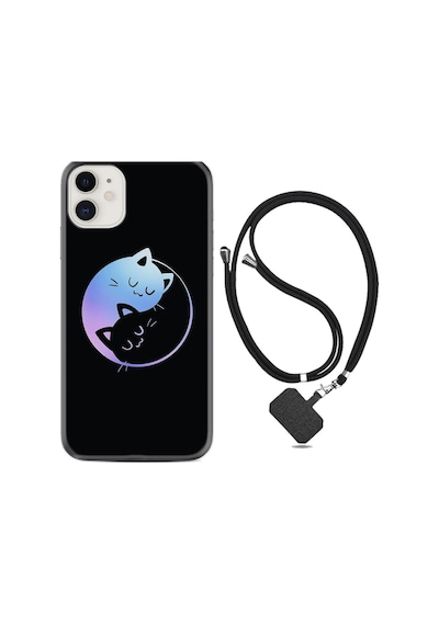 Apple Apple iPhone Uyumlu 11 Kılıf Silikon Desen Boyun Askılı Love Cats 1604