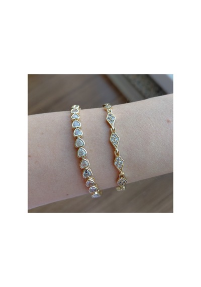 14k Kare Desen Taşlı Gold Bileklik Altın Altın