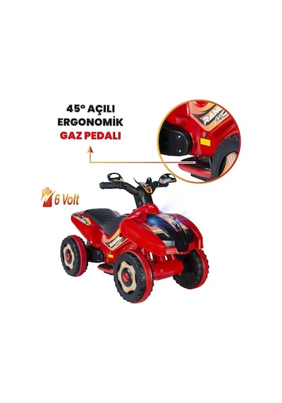 Uzaktan Kumandalı Akülü Atv Ranger 6 Volt 35 Kg Taşıma Kapasitesi Kırmızı