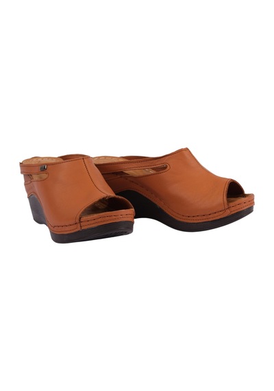 Napa Shoes Ortopedik Konforlu Dolgu Topuk Ayarlanabilir Açık Burun Terlik Napa-1001 Taba