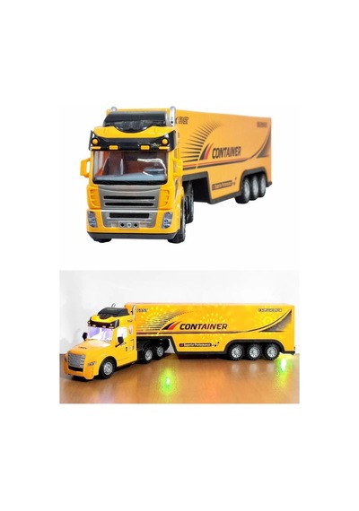 Ctoy Uzaktan Kumandalı Sarı Tır Ve Römork 1:36 Ölçek 27 Mhz Direksiyon Kumandalı Rc Truck