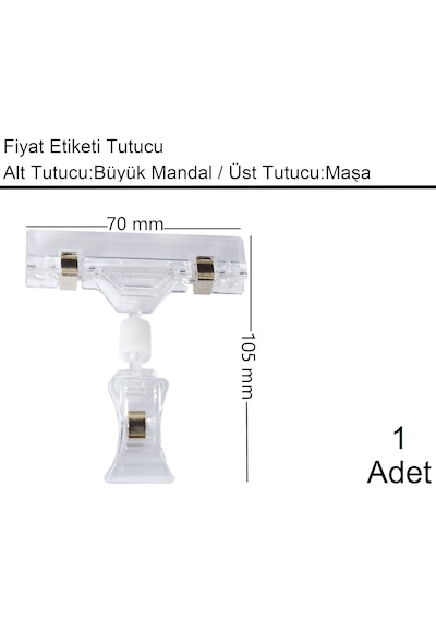 Fiyat Etiketi Tutucu / Maşalı / Büyük Mandal / Şeffaf / 70x105 Mm