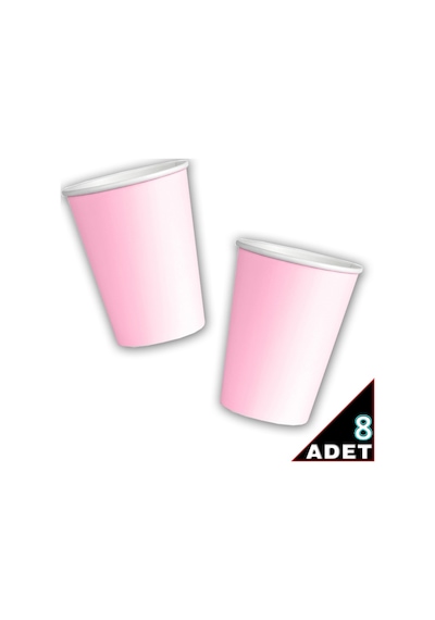 Makaron Karton Bardak. 8 Adet - Pembe